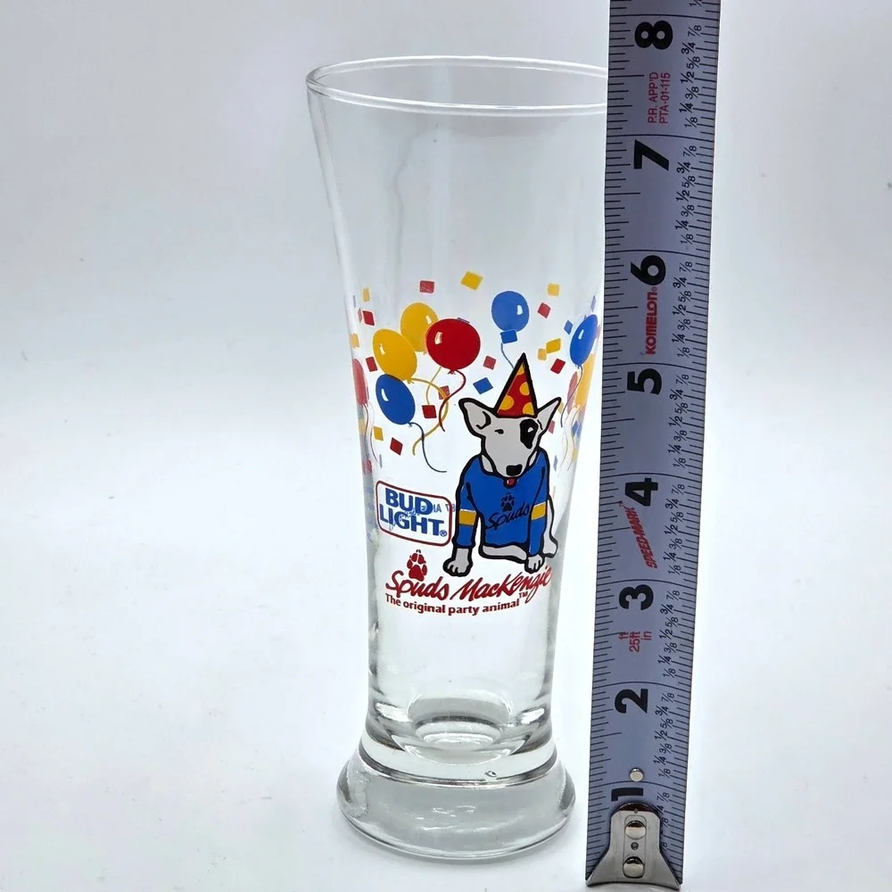 1987 Anheuser Bush Bud Light Spuds Mackenzie The Original Party Animal Glasses
